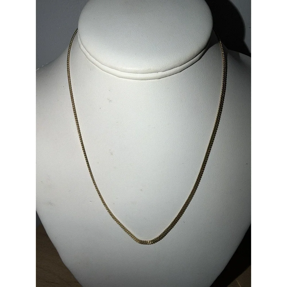Vintage Gold Tone Flat Cuban Chain Necklace Korea 18